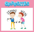 Opposite English words with strong and weak