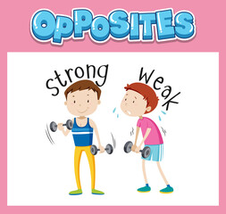 Wall Mural - opposite english words with strong and weak