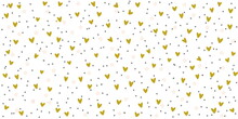 Seamless Pattern Background With Stars Hearts And Dots, Vector Drawing, Gold And Pink Colors
