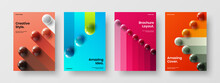 Fresh 3D Balls Corporate Identity Template Collection. Colorful Pamphlet A4 Design Vector Illustration Bundle.