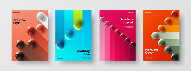 Wall Mural - fresh 3d balls corporate identity template collection. colorful pamphlet a4 design vector illustrati