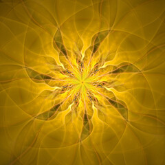 Wall Mural - 3d effect - abstract golden star shape fractal pattern