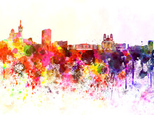 Marseilles Skyline In Watercolor Background