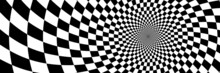 Vector Abstract Background. Simple  Illustration With Optical Illusion, Op Art. Long Horizontal Banner.