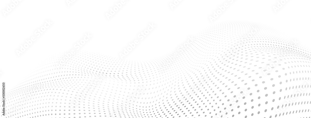 Abstract halftone background with curved surface made of small dots ...
