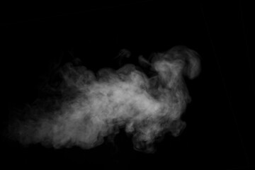steam cloud in the form of a bird isolated on a black background. fog fantasy. abstract background f