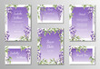 Set of wedding templates, banners, invitations for the holiday.Beautiful postcard decor with purple wisteria