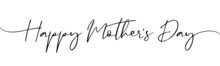 Happy Mother's Day Handwritten Lettering Quote. Elegant Continuous Line Drawing Text Design. Vector Illustration