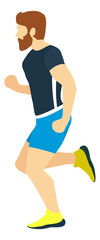 Sticker - Bearded man running. Athlete training for marathon