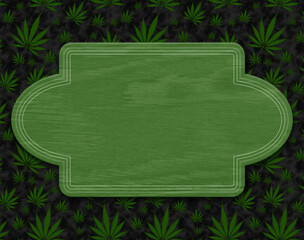 Wall Mural - Blank green wood sign on green cannabis