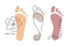Foot Logo Doodle Illustration.Isolated Hand Drawn Vector For Business Massage, Podology, Therapist Design