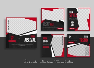 Editable minimal square banner template with geometric shapes for social media post, story and web internet ads. Vector illustration