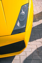Top View Of Yellow Lamborghini Gallardo With Headlights