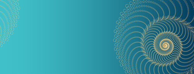 Wall Mural - Transformation and growth in a spiral nautilus design for coaching, counseling, psychology on a blue green gradient background with copy space. 