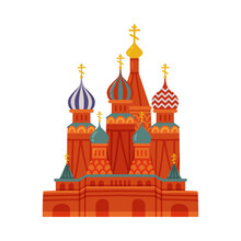 Saint Basil's Cathedral As Russian Orthodox Church In Red Square Of Moscow Vector Illustration