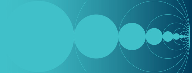 Wall Mural - Elegant geometric abstract circles design representing growth, learning and development on a blue green teal gradient background. 