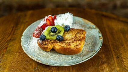 Canvas Print - Close-up of French toast with fruits