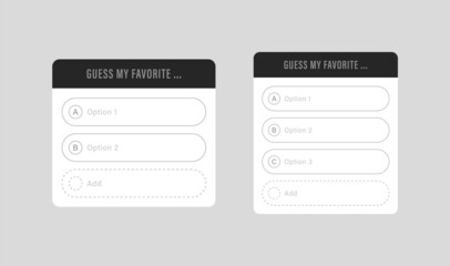 Aufkleber - Guess my favorite sticker frame story quiz template , social media instagram template frame , ask question options stories button