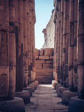 Vertical Shot Of The Ruins Of The Ancient Columns Of Karnak Temple In Luxor, Egypt