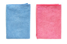Blue And Pink Color Cleaning Wipes Isolated On White Background