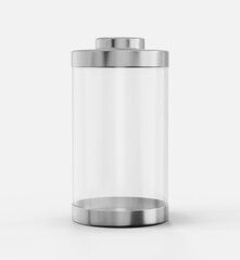 Wall Mural - 3d illustration of the transparent battery charging glass on white background