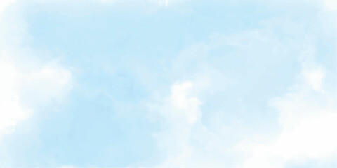 Wall Mural - Hand painted blue sky and clouds, Abstract watercolor background