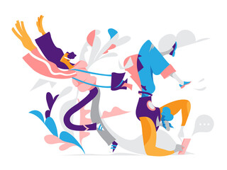 Vector illustration of dancing happy people