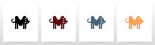 Cat Stretching Letter Logo Design M