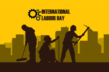Illustration Vector Design Of World Labour Day 1 May With Grunge Background.