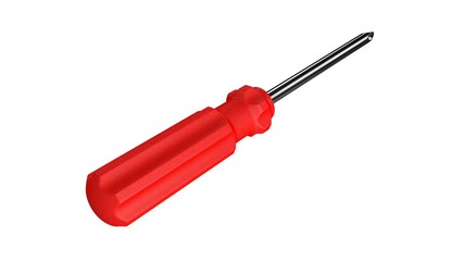 3d illustration. A beautiful view of red screwdriver on a white blackground. Work tool for repair and fix.