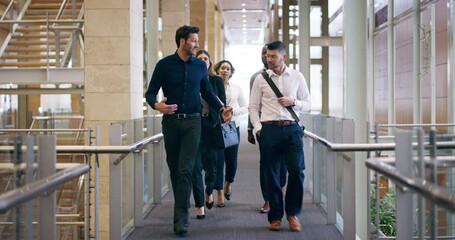 Aufkleber - Walking in, ready for business. 4k video footage of a group of businesspeople walking through their office building.