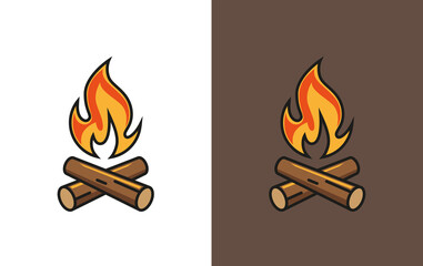 Wall Mural - campfire colorful icon in flat style.