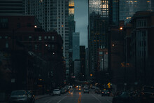 Chicago Streets At Dusk