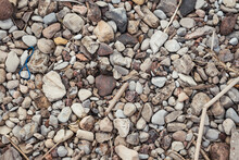 Photo For The Background, The Surface Of The Path Of Small Stones And Dry Twigs.