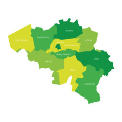 Naklejka na meble Provinces of Belgium. Map of regional country administrative divisions. Colorful vector illustration