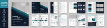 16-page Multipurpose Brochure Template, Simple Style And Modern Layout, Elements Of Infographics For Business Proposal, Presentations, Annual Report, Company Profile, Corporate Report, Advertising