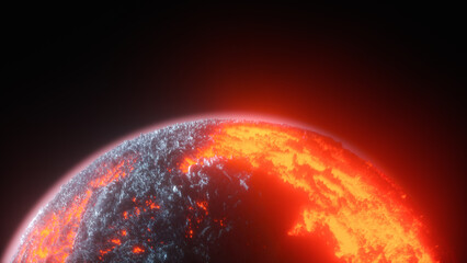 Wall Mural - a lava planet somewhere in the universe (3d rendering)