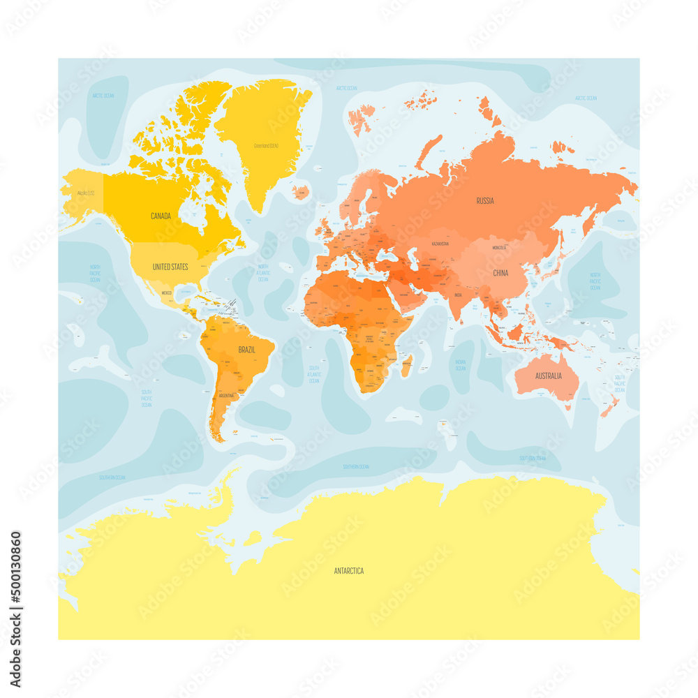 Earth Map Color Colorful political map of World. Stock Vector | Adobe Stock