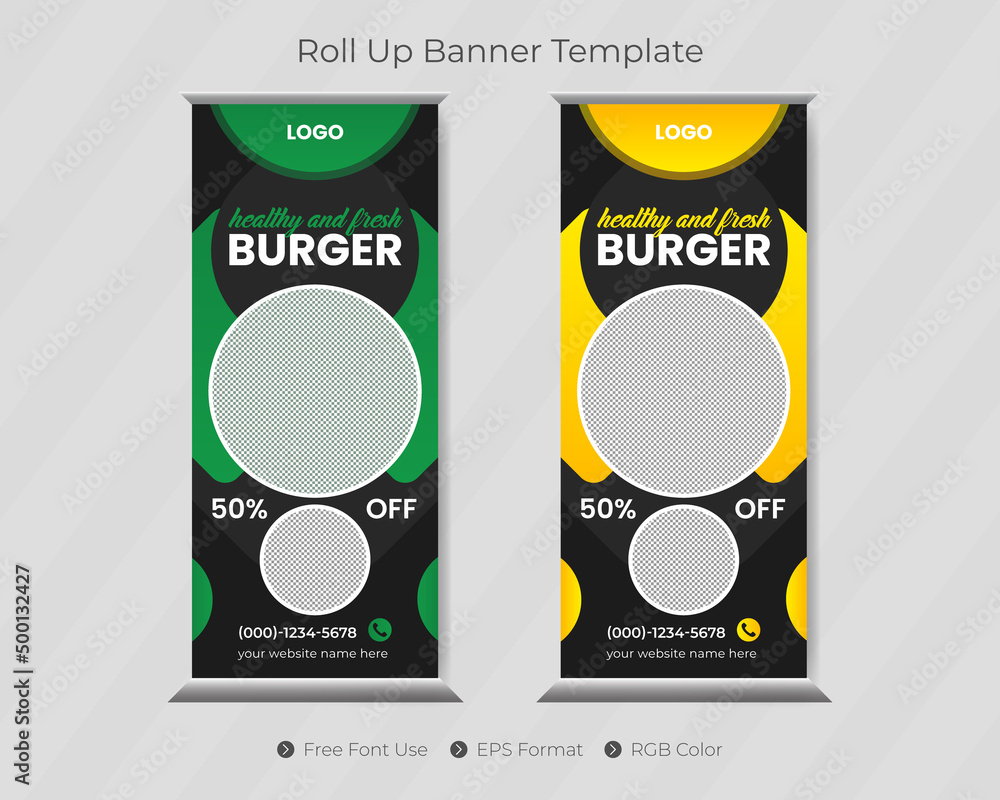 Roll up banner template and pull up design Stock Vector | Adobe Stock