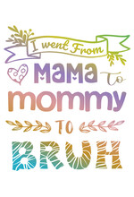 I Went From Mama To Mommy To Bruh, Beautiful Colored Text, Mama, Mommy, Mom, Bruh, Digital Art