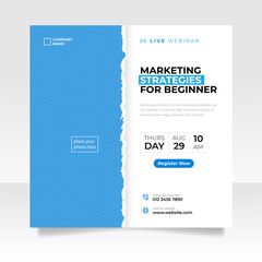 Poster - Digital marketing live webinar and business conference social media post template