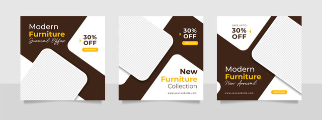 Wall Mural - Minimalist furniture and home interior sale banner or social media post template