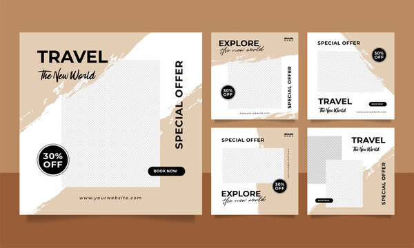 Travel sale banner and social media post template