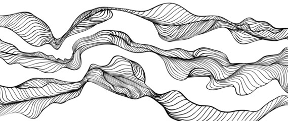 abstract black line art on white background. beautiful hand drawn wallpaper with black color, curved