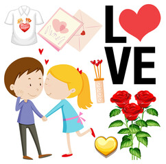 Sticker - Valentine theme with boy and girl