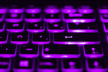 Colorful Light Keyboard For Gaming. Backlit Keyboard With Versatile Color Schemes. Light Purple