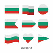 Bulgaria flag icon set isolated on white background. Vector Illustration.