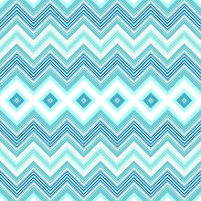 Seamless Gentle Pattern With Diagonal Blue Zigzag Stripes, Vector EPS 10