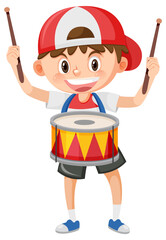 Sticker - A kid with drum music instrument