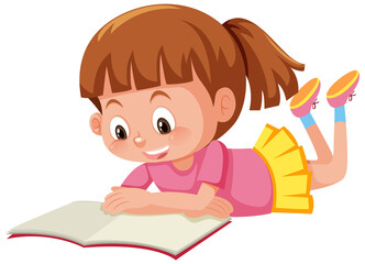 Wall Mural - a girl lay down reading a book